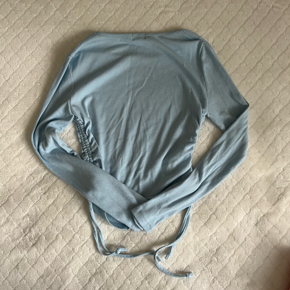 🔵 Range Kiss Butterfly Ruched Ribbed Long Sleeve S - Picture 3 of 4